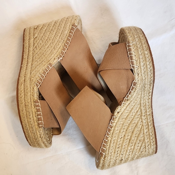 Kenneth Cole New York Shoes - Kenneth Cole NY  Tan  Olivia X Band‎ wedge espadrilles sandal